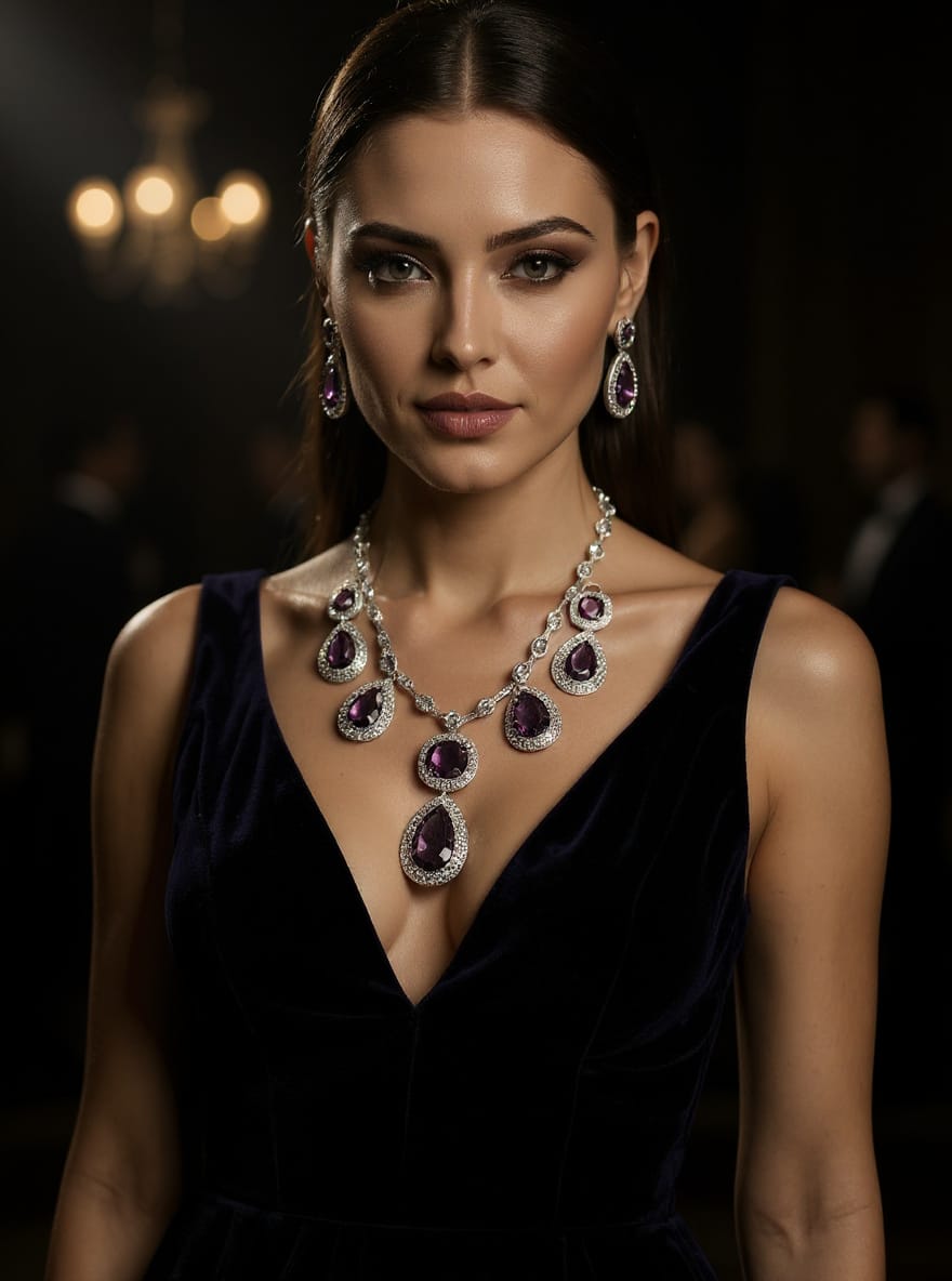 Amethyst Luxe Crystal Necklace Set