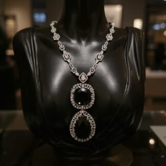 Black Luxe Crystal Drop Necklace Set
